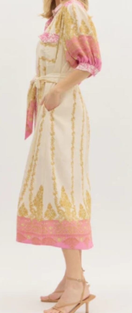 January & May Daydream Midi Button Front Dress sz M